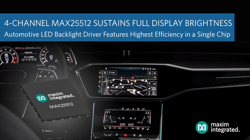 Driver per retroilluminazione automobilistica di Maxim Integrated con convertitore boost integrato per una luminosità completa e costante dei display dell’auto